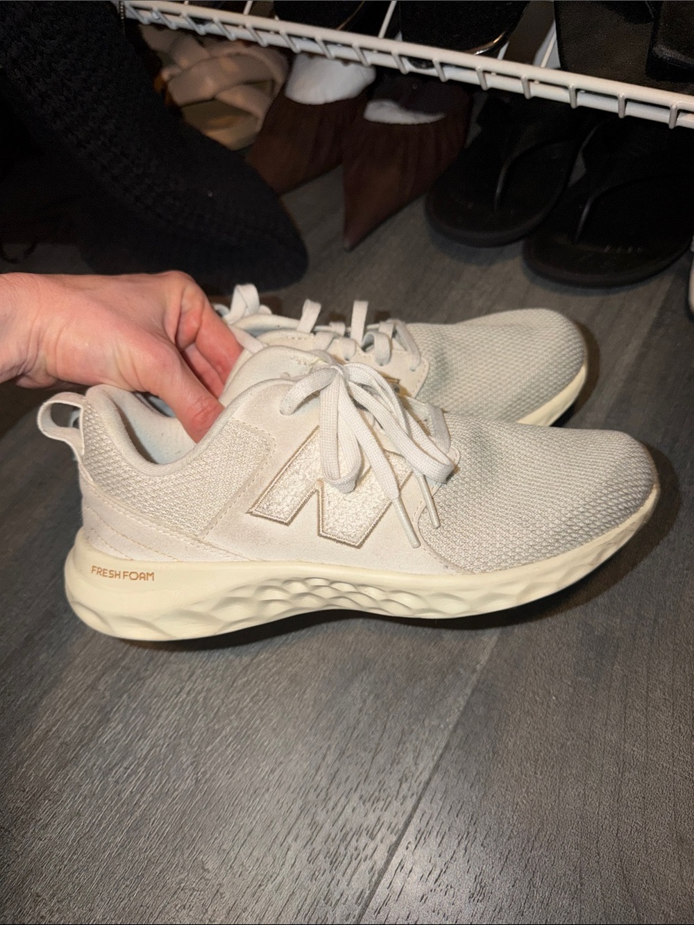 New Balance Kids' Cream/White Fresh Foam Lace-Up Sneakers